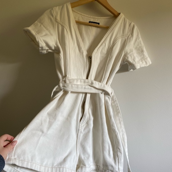 white denim romper - Picture 2 of 4